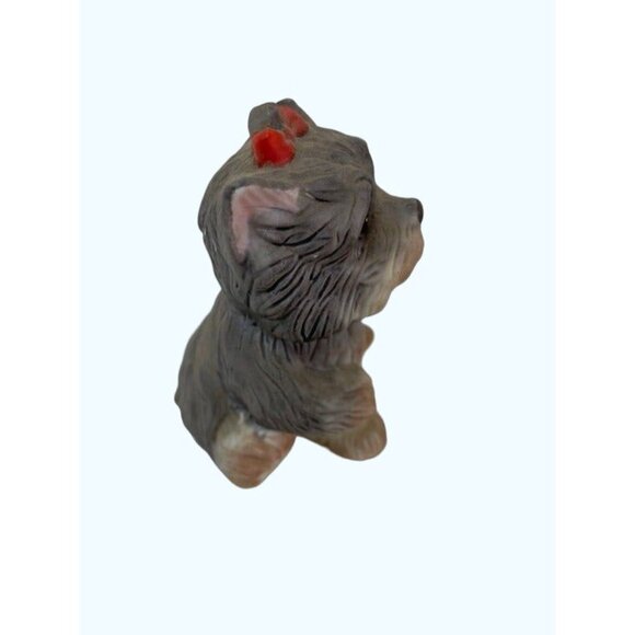 Adorable Schnauzer Terrier Puppy Figurine With Red Bow Tie - Picture 2 of 4